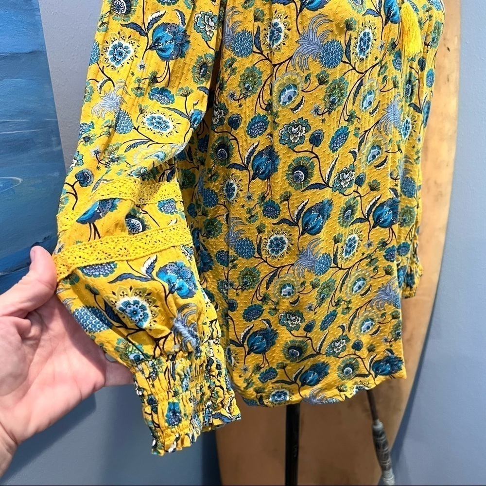 ⭐️Anthro’s Jane & Delancey, Yellow Pineapple Floral Top,Super Soft, Pull-Over, M - Picture 8 of 13